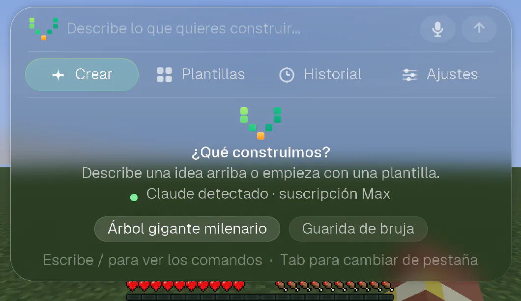 La pantalla de bienvenida con la línea «Claude detectado · suscripción Max» y tres ideas para empezar.